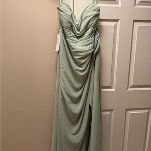 Azazie Dusty Sage Deandra Style Wedding Dress
